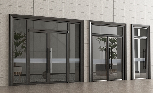 Modern double door glass double door 3d model