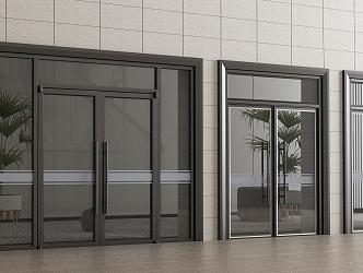 Modern double door glass double door 3d model