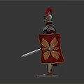 Roman Soldier Figurine With Detailed Armor Helmet Shield And Red Cape