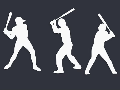 Multiple Baseball Player Silhouettes Swinging Bats In Different Stances 3d model
