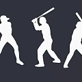 Multiple Baseball Player Silhouettes Swinging Bats In Different Stances 3d model