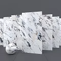 White Marble Slabs With Natural Veined Pattern And Decorative Sphere 3d model