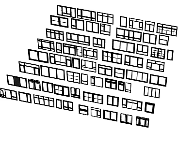 Abstract Geometric Rectangles Arrangement With Black White Pattern Design 3d model
