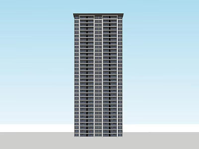 Modern High Rise Residential Tower Exterior With Glass Windows And Blue Sky 3d model