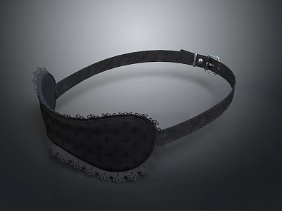 Dark Colored Sleep Mask With Soft Lace Trim And Adjustable Leather Strap 3d model