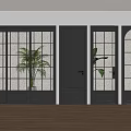 Stylish Modern Black Interior Doors With Glass Panels And Wooden Frames