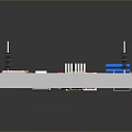 Detailed Industrial Mechanical Structure with Colorful Components and Connecting Lines