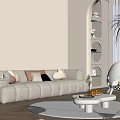 Modern cream style sofa coffee table combination 3d model