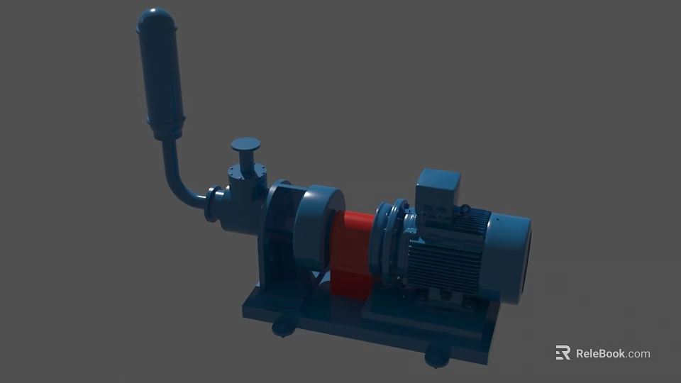 Industrial Equipment Heavy Duty Motor Driven Pump With Piping And Base Stand 3d model 