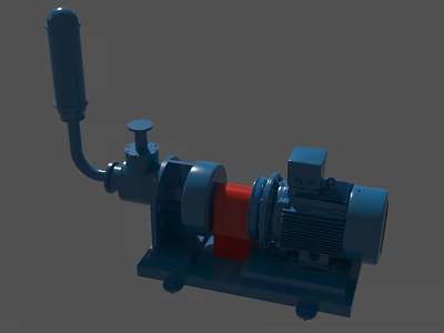 Industrial Equipment Heavy Duty Motor Driven Pump With Piping And Base Stand 3d model