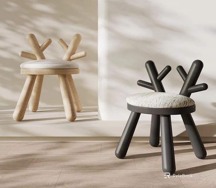 Unique Modern Kids Chair With Branch Like Backrest And Comfortable Seat Cushion 3d model 