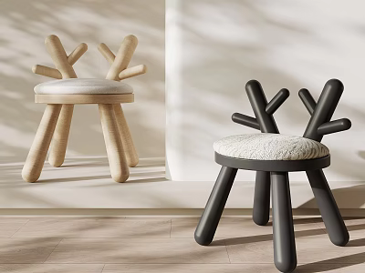 Unique Modern Kids Chair With Branch Like Backrest And Comfortable Seat Cushion 3d model