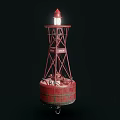 Industrial Equipment Red Lighthouse Style Buoy With Metal Frame Top Light And Number 84
