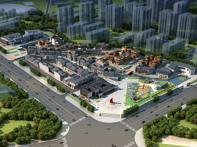 New Chinese Commercial Street Commercial 3d model