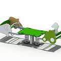 Outdoor Kids Playground Spring Seesaw With Green Surface And Animal Shapes