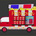 Commercial Mobile Popcorn Truck With Red And White Striped Body And Colorful Top Design