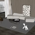 Minotti Sofa Coffee Table Combination Multi-person Corner Sofa Coffee Table Leisure Chair Side Table Corner Table 3d model