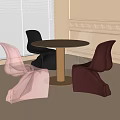 Modern Round Glass Top Table And Chair Set With Black Transparent Brown Chairs