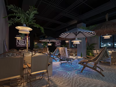 Modern Open Kitchen Design With Contemporary Layout And Lighting Fixtures 3d model