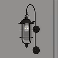 Vintage Industrial Wall Mounted Lamp With Black Metal Frame And Glass Shade