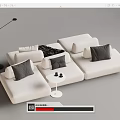Modern White Sectional Sofa With Grey Cushions Black Throw Blanket And Floor Lamp