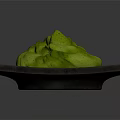 Vibrant Green Smooth Food on Black Square Plate with Glossy Surface and Fresh Appearance