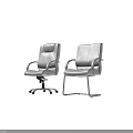 Beige Leather Office Chairs With Wheeled And Fixed Metal Frame Design