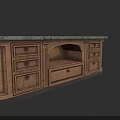 Traditional Wooden Entryway Side Cabinet with Marble Countertop and Storage Drawers