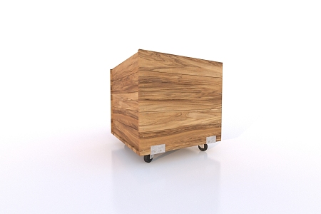 Movable wooden box with pulley 3d model