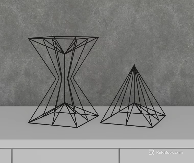 Geometric Metal Wire Decorative Ornament Set For Modern Tabletop Home Decor 3d model 