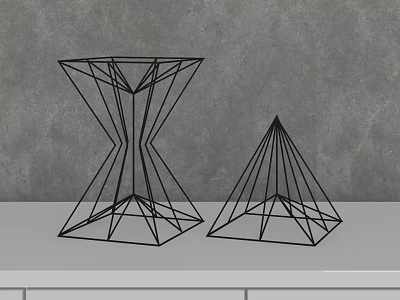 Geometric Metal Wire Decorative Ornament Set For Modern Tabletop Home Decor 3d model