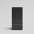 Sleek Black Modern Refrigerator Freezer With Double Door And Bottom Drawer Design
