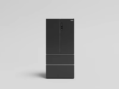 Sleek Black Modern Refrigerator Freezer With Double Door And Bottom Drawer Design 3d model