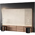 Quiet bed background wall 3d model