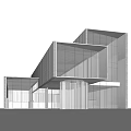 Modern Sales Office Building With Glass Curtain Walls Water Feature And Bright Interior Design