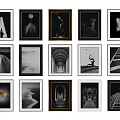 Black and White Framed Art Print Collection with Various Themes for Wall Decor