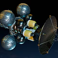 Industrial Equipment With Metallic Spheres Yellow Components Dish Antenna And Connecting Structures