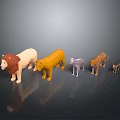 Colorful Low Poly Animal Models Featuring Lion Tiger Zebra Cheetah And Small Fox