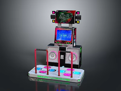 Dance Arcade Machine Featuring Illuminated Colored Pads Digital Screen And Stereo Speakers 3d model