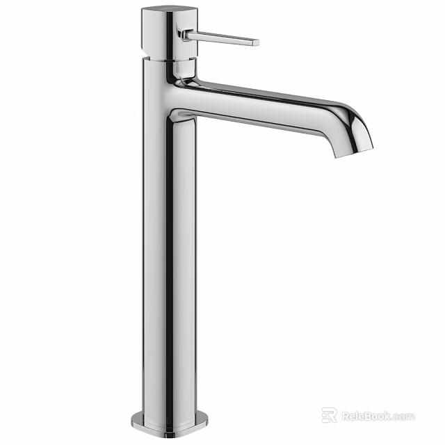 Modern Chrome Faucet with Sleek Design and Tall Spout Finish 3d model 