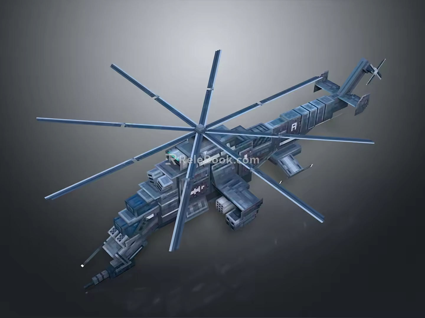 modern helicopter pixel helicopter voxel helicopter 3d model