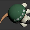 Cute Cartoon Dog Plush Toy With Green Helmet And White Stars Sitting