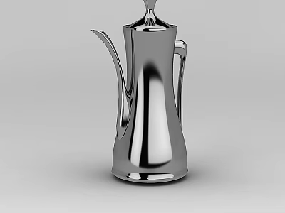 Tech Exhibition Hall Showcasing Modern Silver Metal Coffee Pot with Sleek Design 3d model