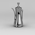 Tech Exhibition Hall Showcasing Modern Silver Metal Coffee Pot with Sleek Design
