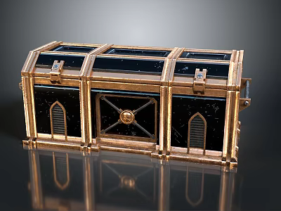 Commercial Equipment Golden Frame Glass Top Storage Cabinet With Decorative Lock 3d model
