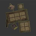 Two Rustic Wooden Cages And Small Plastic Basket For Home Storage