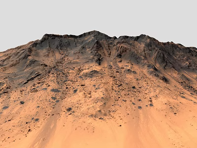 Mars Surface Landscape With Brownish Mountain Rocks Sand And Gray Sky 3d model