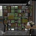 Modern Wooden Multi Compartment Shelving Unit In Bright Interior With Plants Books And Bottles