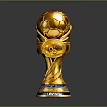 Golden Football Trophy With Soccer Ball Top And FIFA World Cup Base