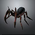 3D Model Spider With Blue Green Body And Red Textured Legs On Gray Background